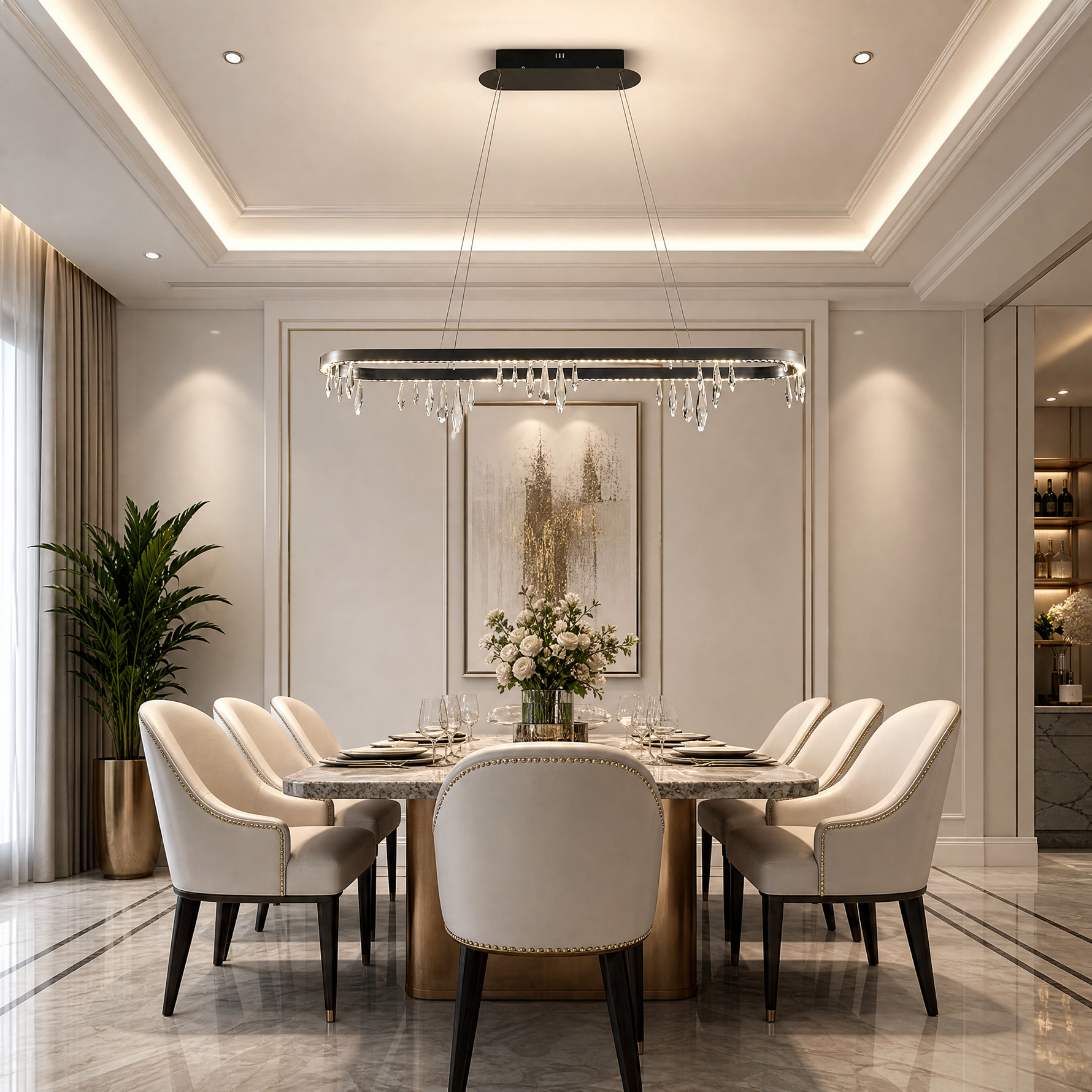 Orbit Linear Crystal Chandelier 47”L