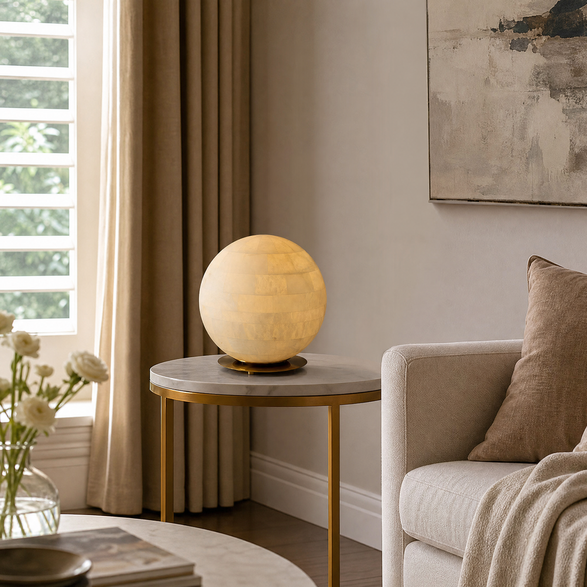 Orbita Alabaster Sphere Table Lamp