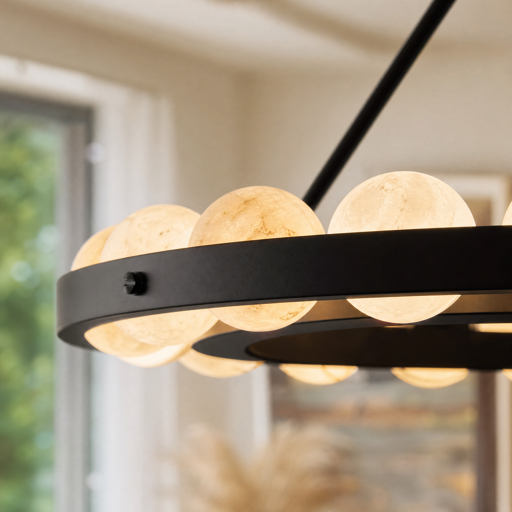 Orbita Modern Alabaster Round Chandelier