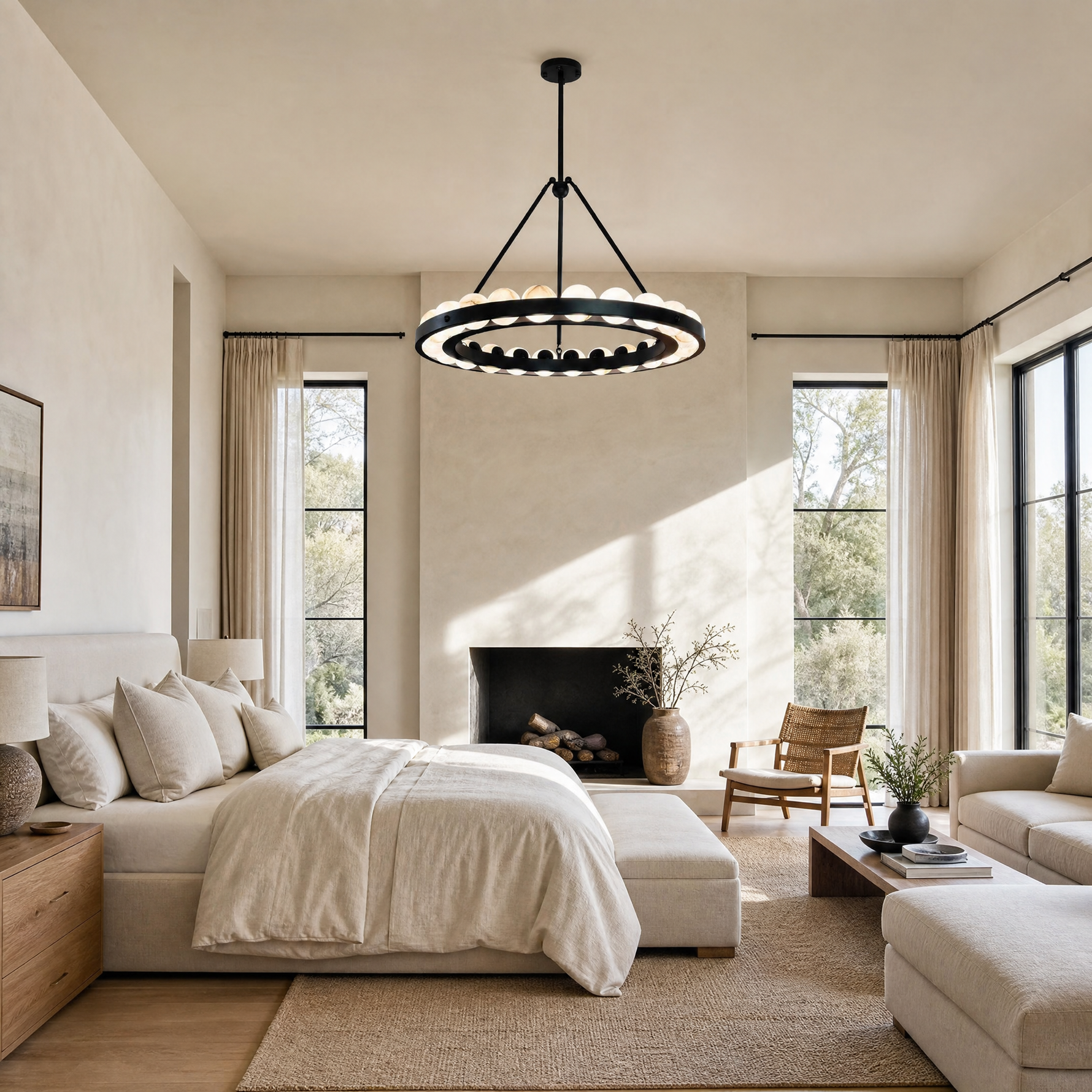 Orbita Modern Alabaster Round Chandelier