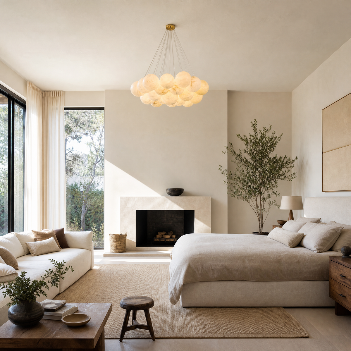 Orla Cluster Alabaster Ball Pendant Light