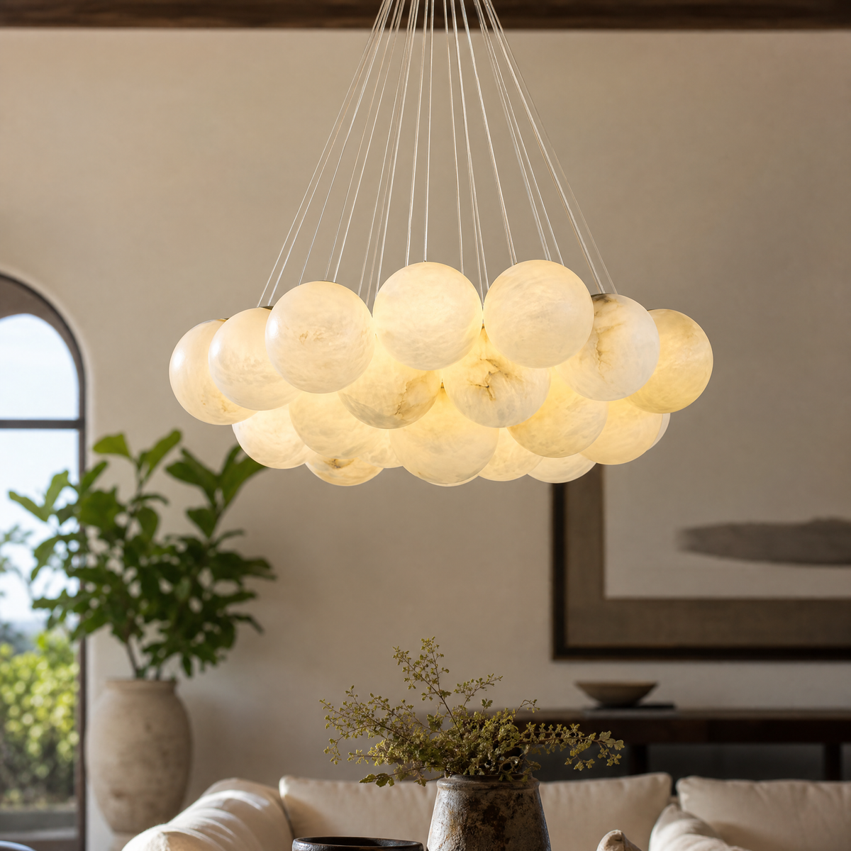 Orla Cluster Alabaster Ball Pendant Light