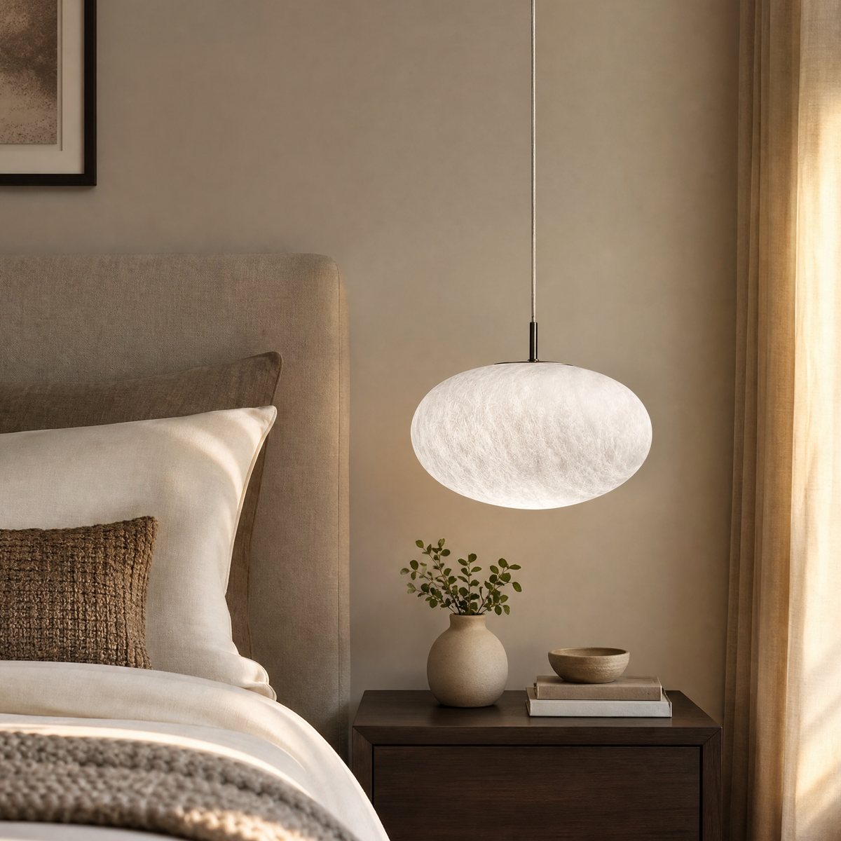 Oval Disc Pendant Alabaster