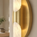 Oval Plate Duo Twin Opal Alabaster Wall Sconce