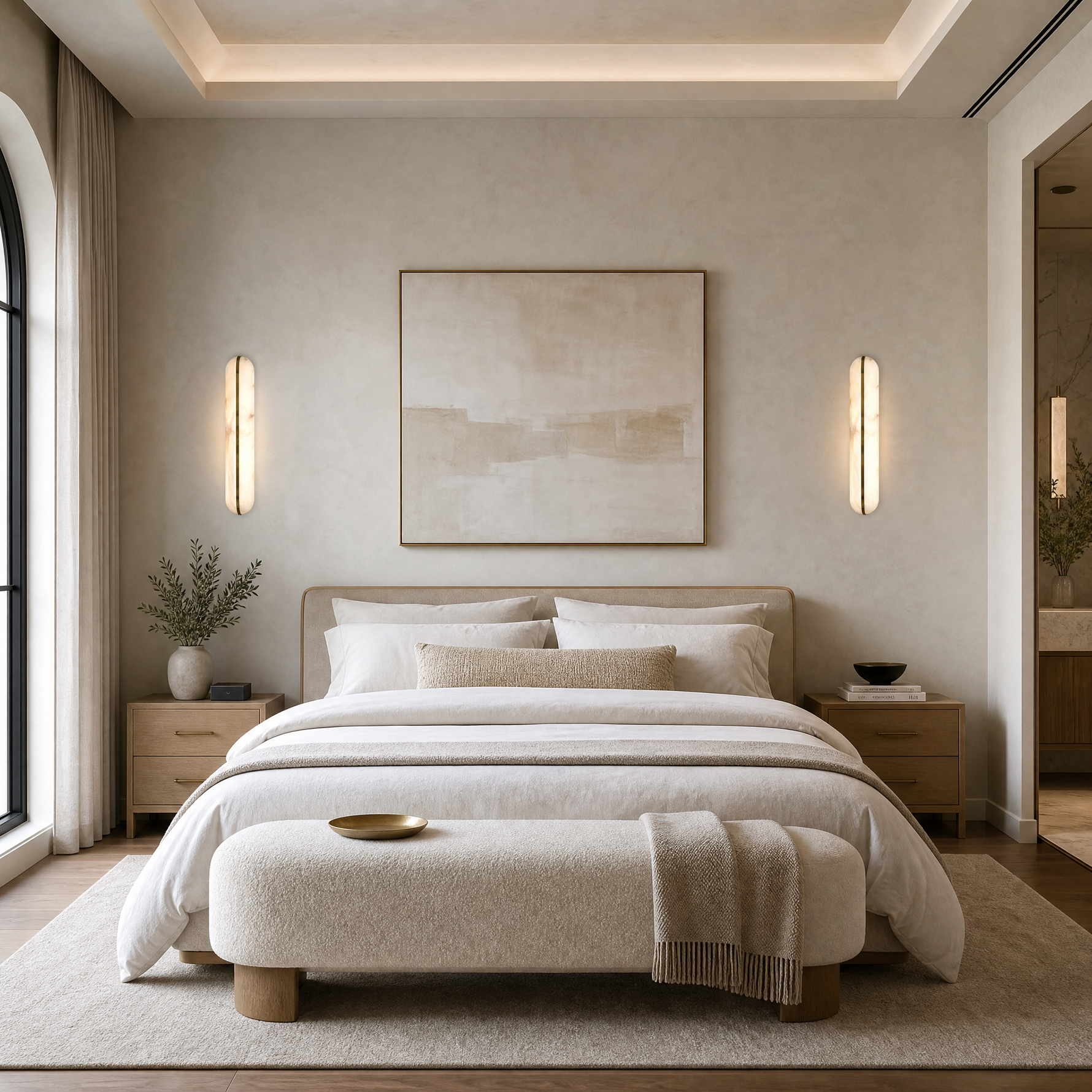 Ovale Modern Alabaster Linear Wall Sconce