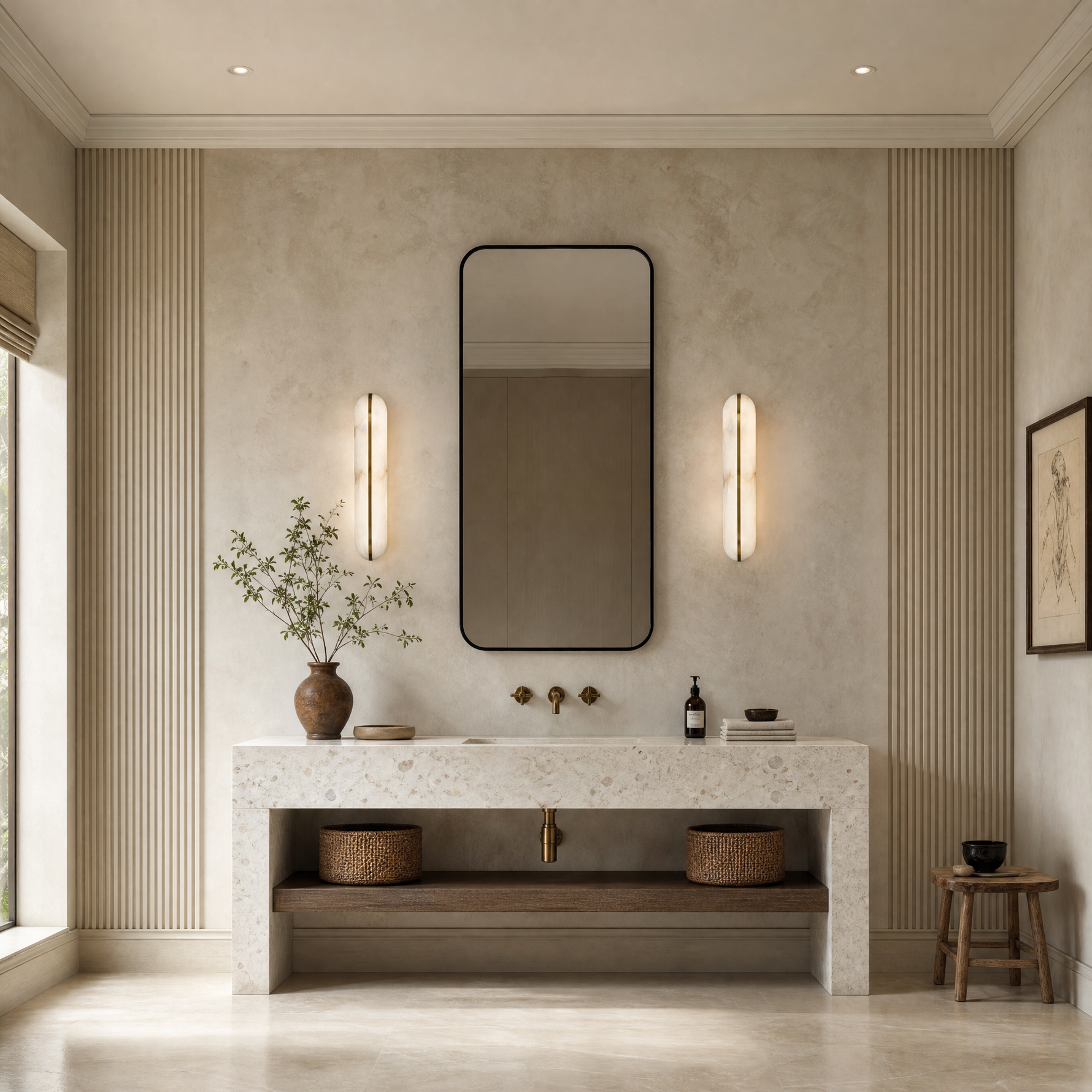 Ovale Modern Alabaster Linear Wall Sconce