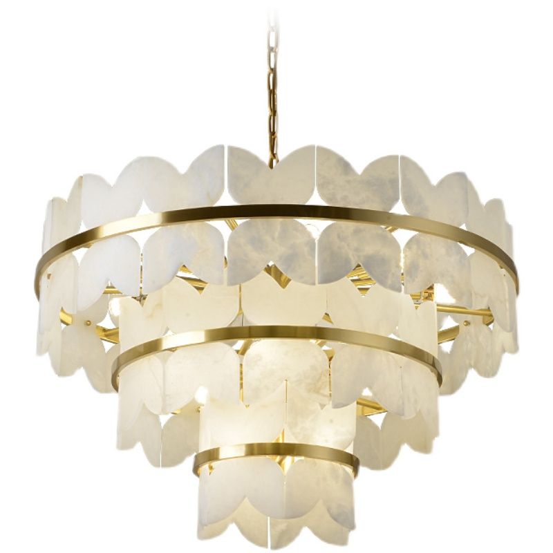 Patanga Modern Alabaster Round Chandelier For Living Room