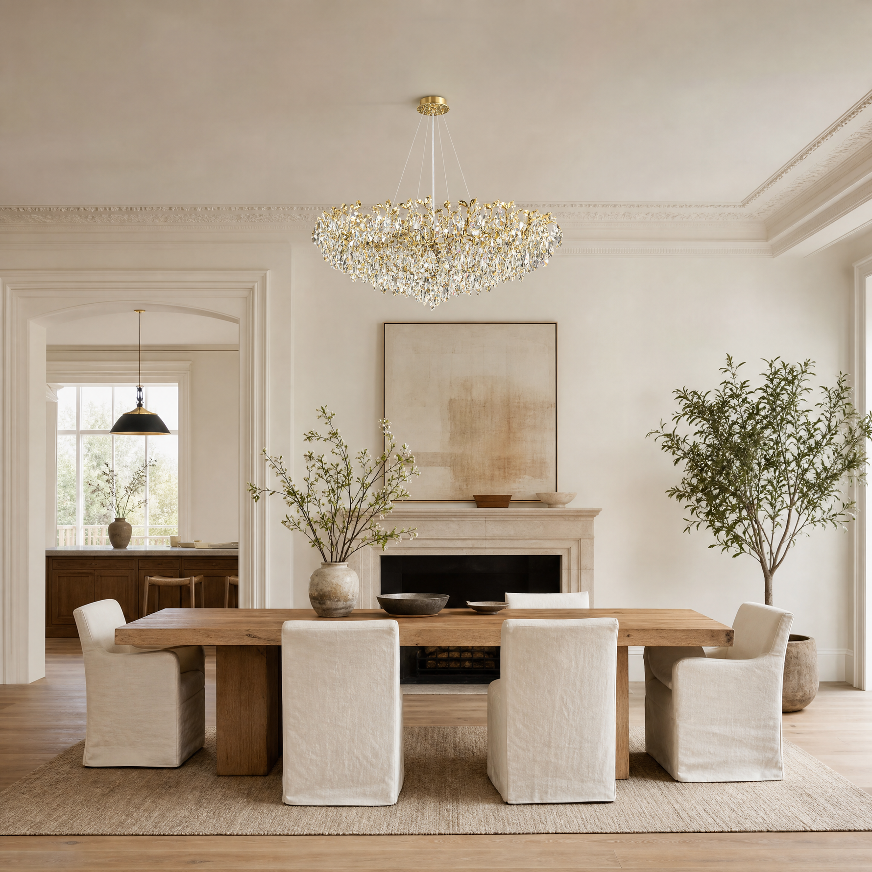 Pear Dome Upward Branch Chandelier D1000 - Gold