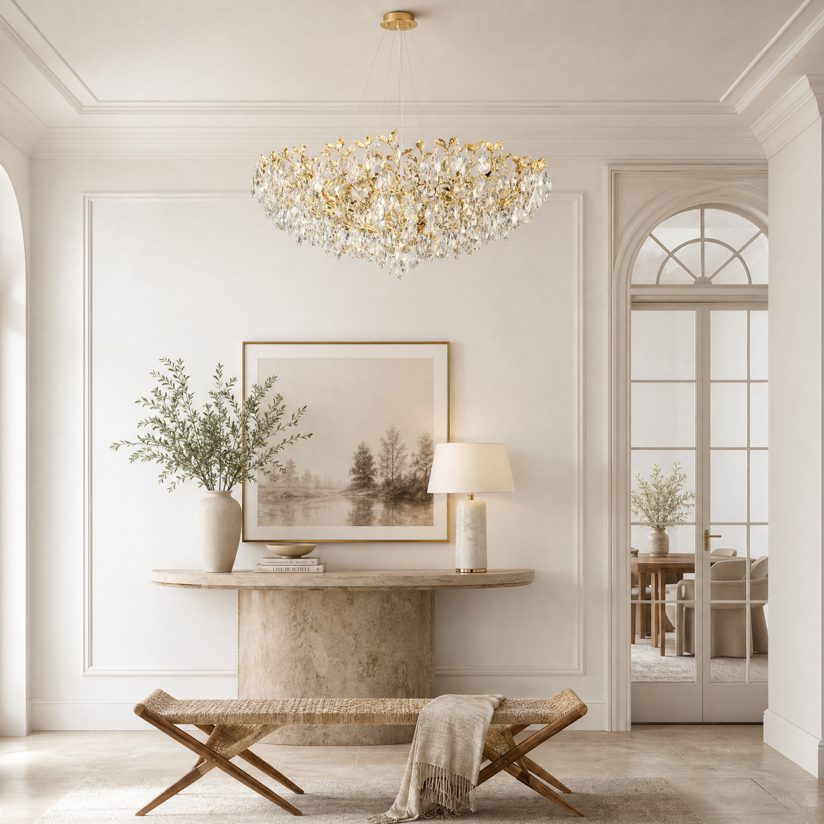 Pear Dome Upward Branch Chandelier D1000 - Gold