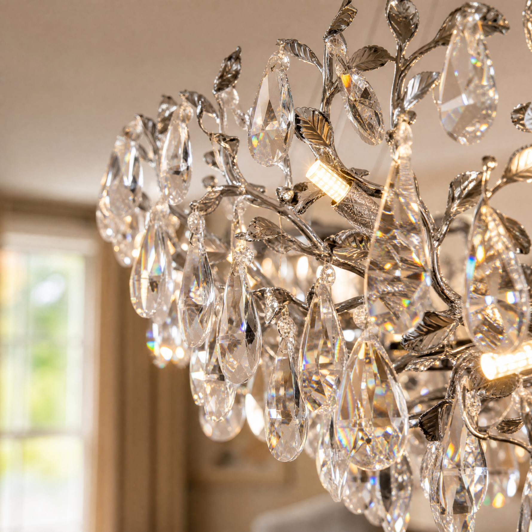 Pear Dome Upward Branch Chandelier D1000 - Silver