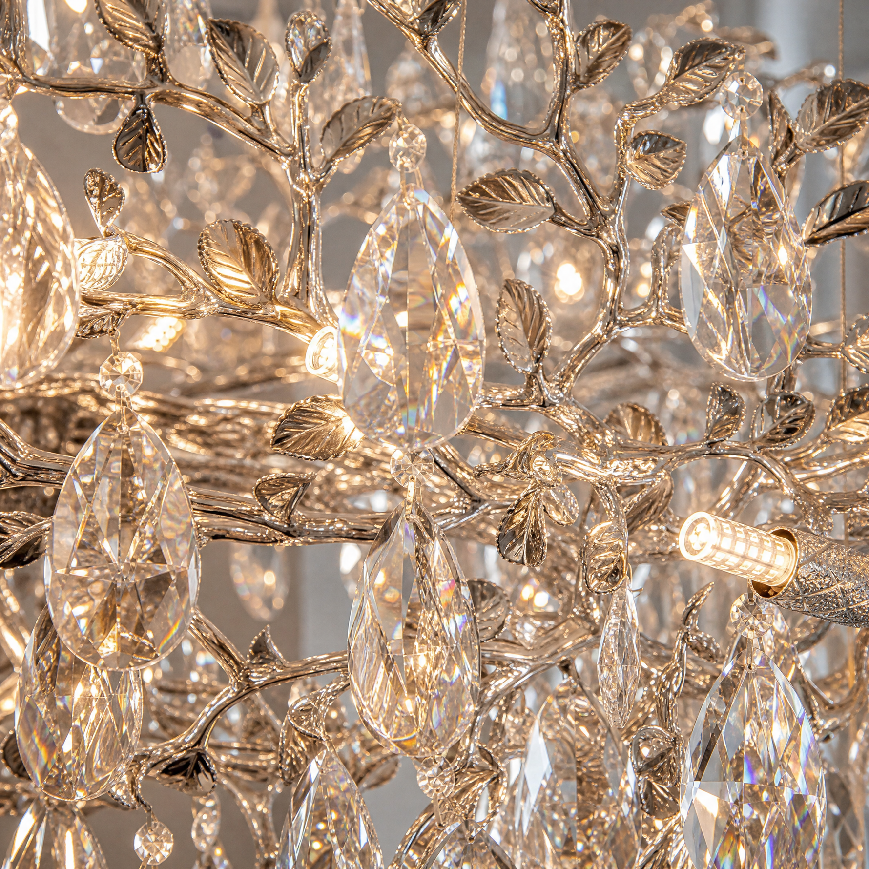 Pear Dome Upward Branch Chandelier D1000 - Silver