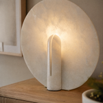 Pearl Modern Alabaster Disc Table Lamp