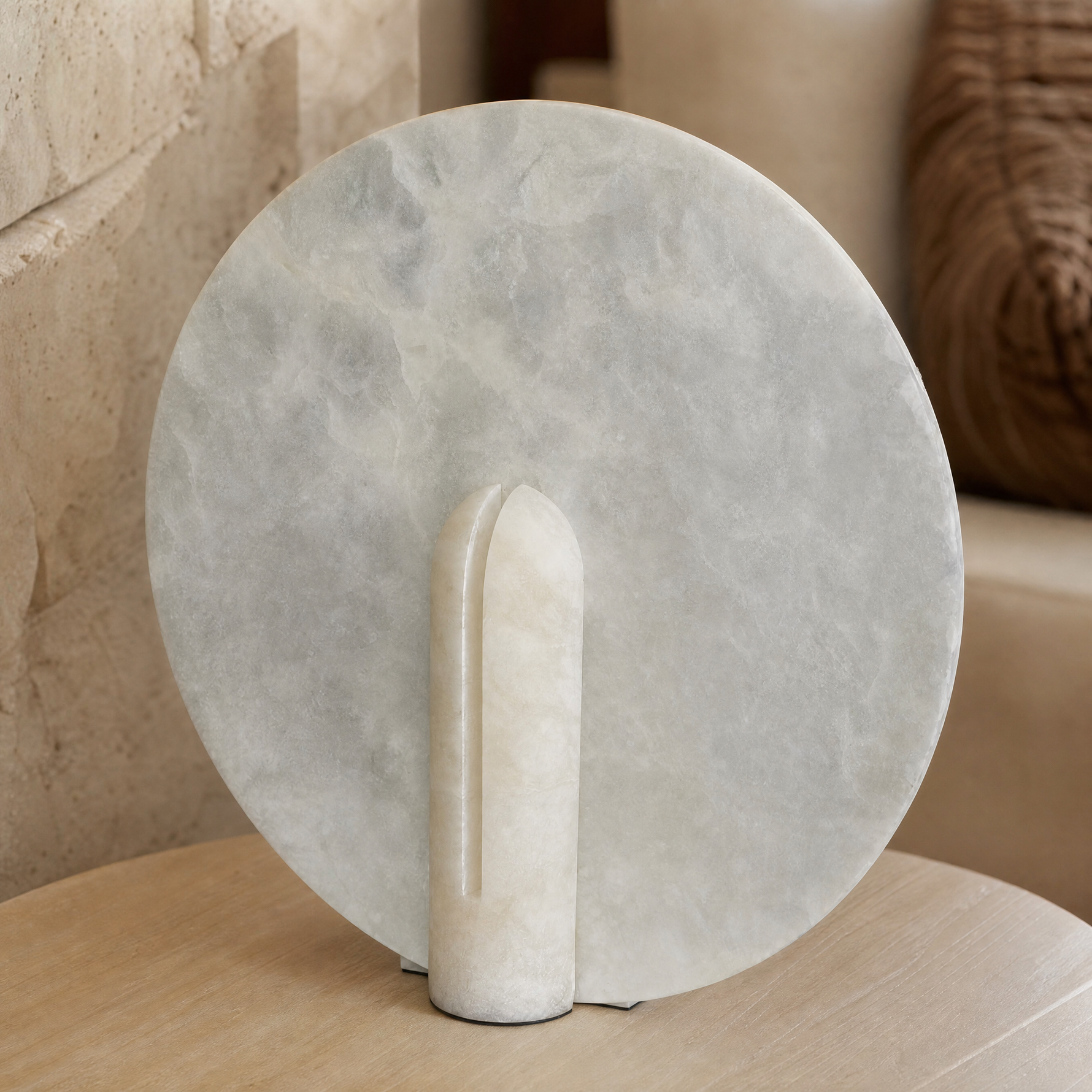 Pearl Modern Alabaster Disc Table Lamp