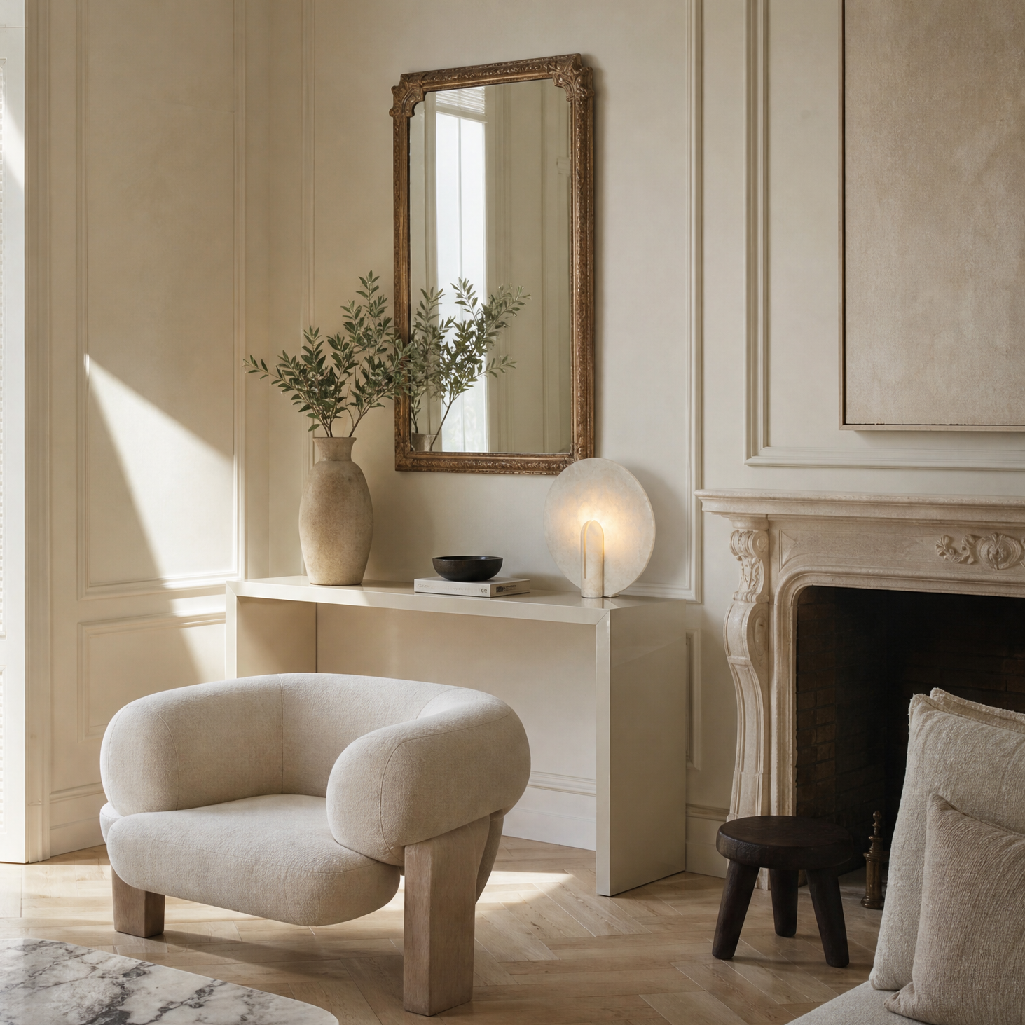 Pearl Modern Alabaster Disc Table Lamp