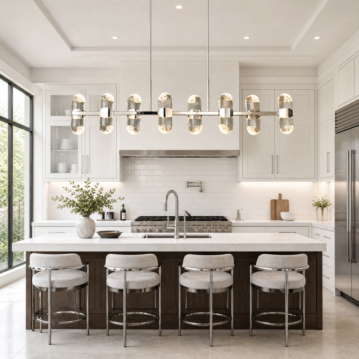 Pearl Net Modern Linear Dining Pendant Light
