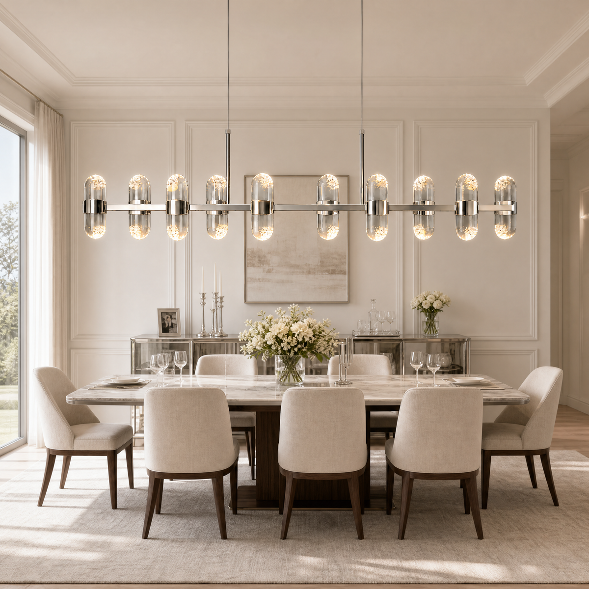 Pearl Net Modern Linear Dining Pendant Light