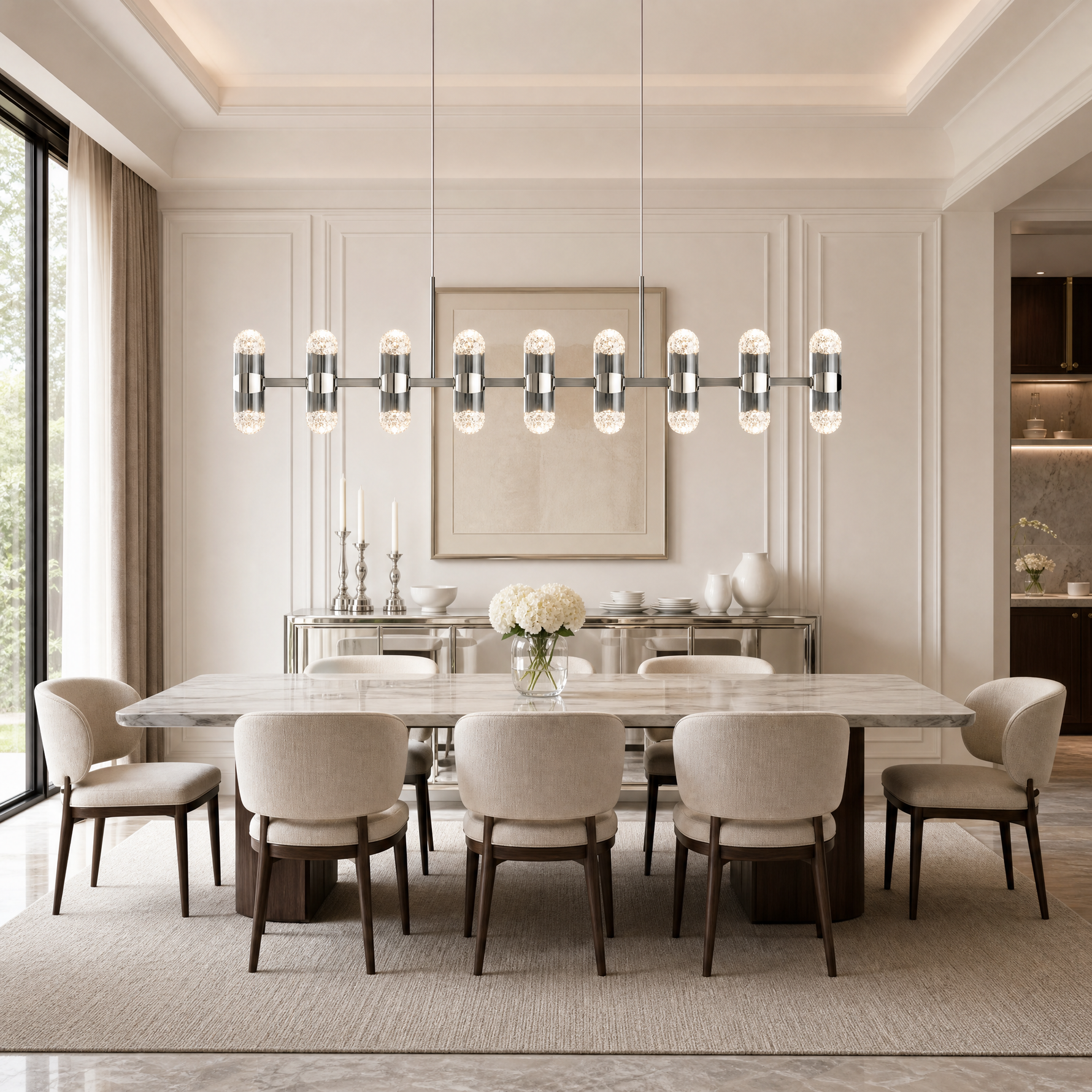 Pearl Net Modern Linear Dining Pendant Light