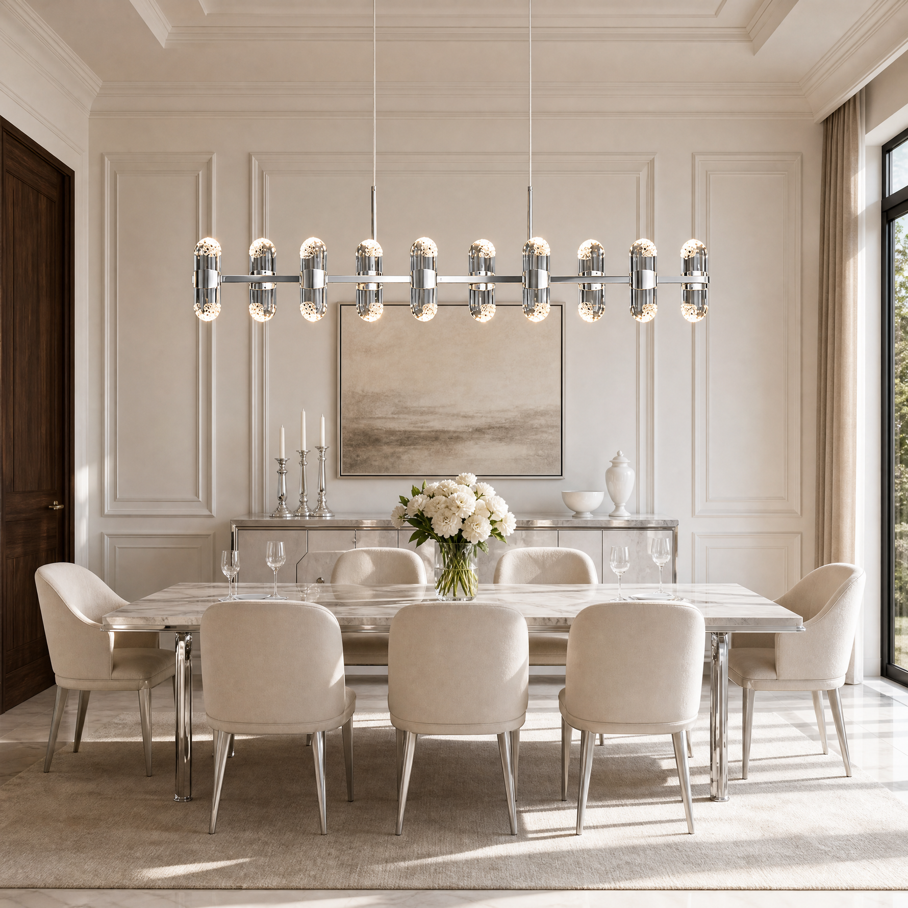 Pearl Net Modern Linear Dining Pendant Light