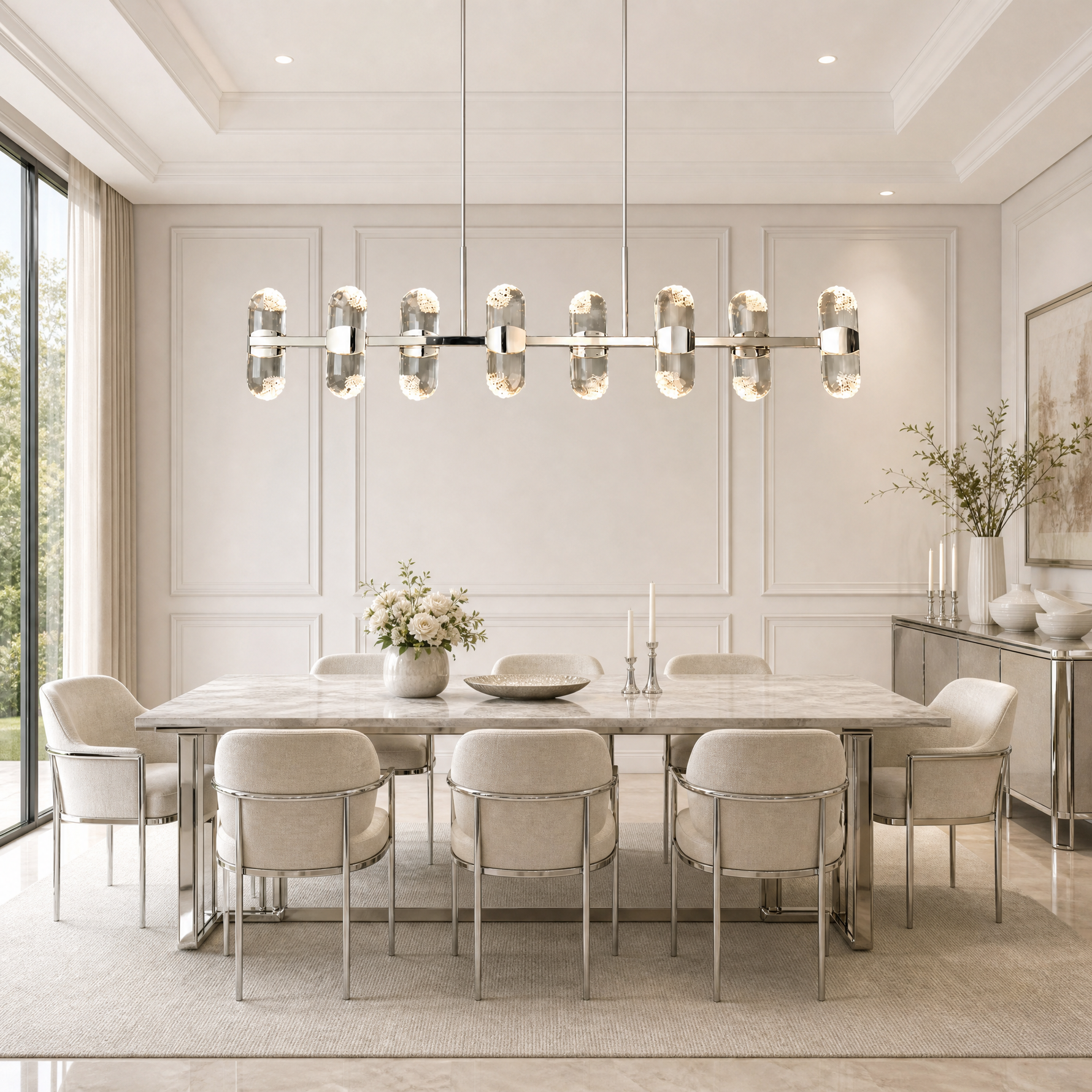 Pearl Net Modern Linear Dining Pendant Light