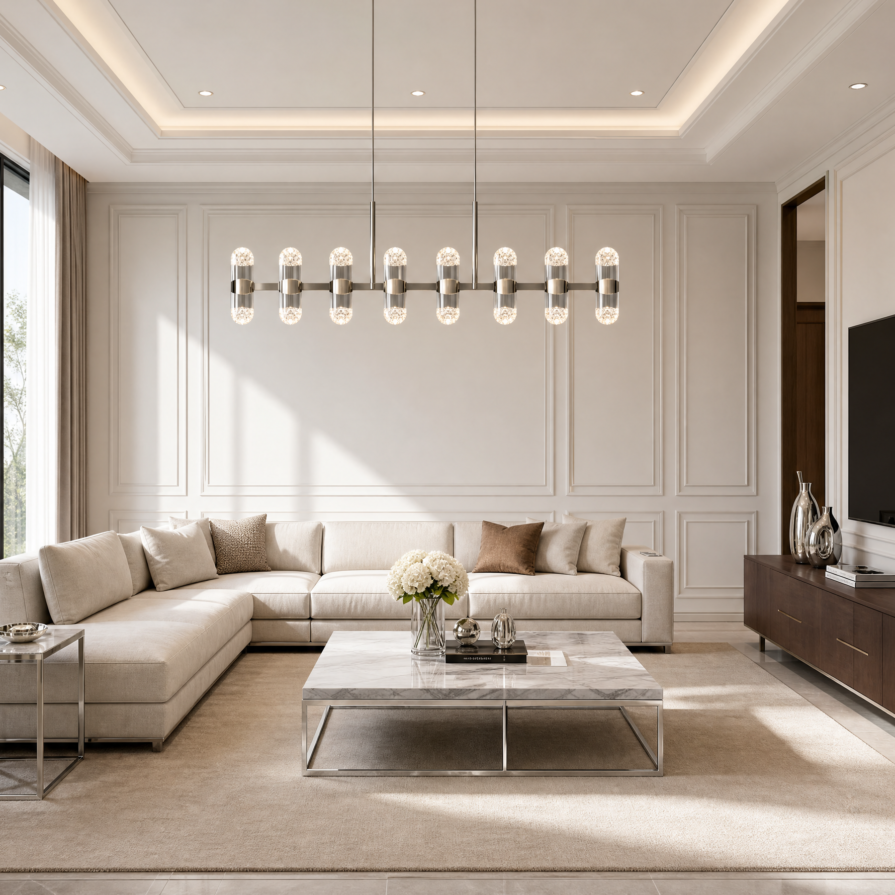 Pearl Net Modern Linear Dining Pendant Light