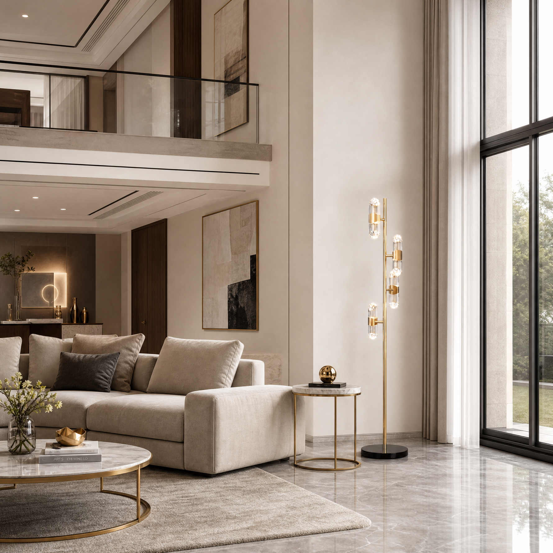 Pearl Net Modern Sculptural Floor Lamp