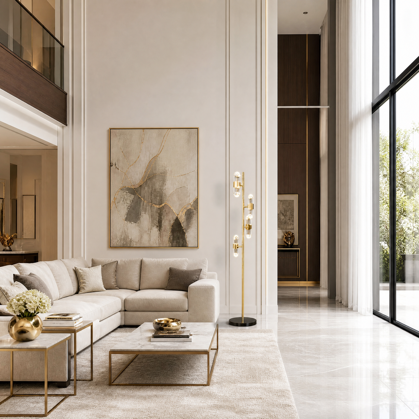 Pearl Net Modern Sculptural Floor Lamp