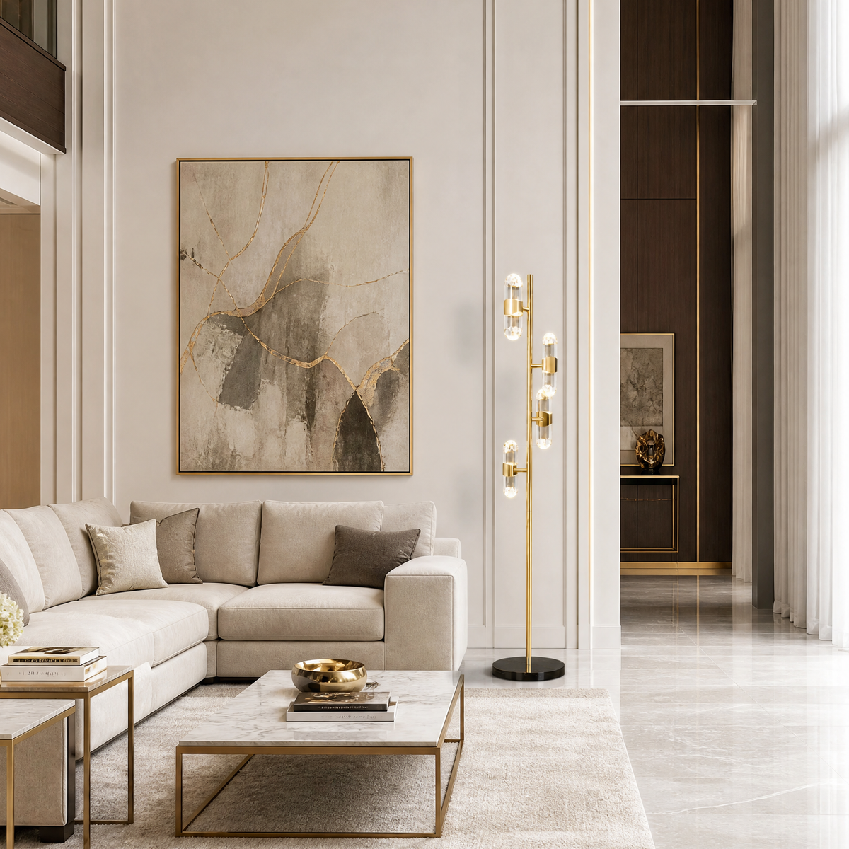 Pearl Net Modern Sculptural Floor Lamp