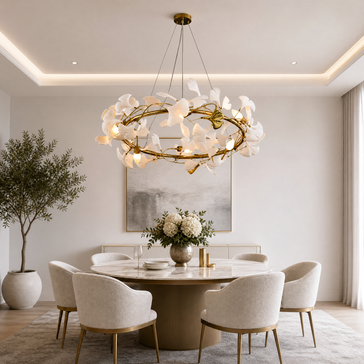 Petalo Ceramic Halo Chandelier