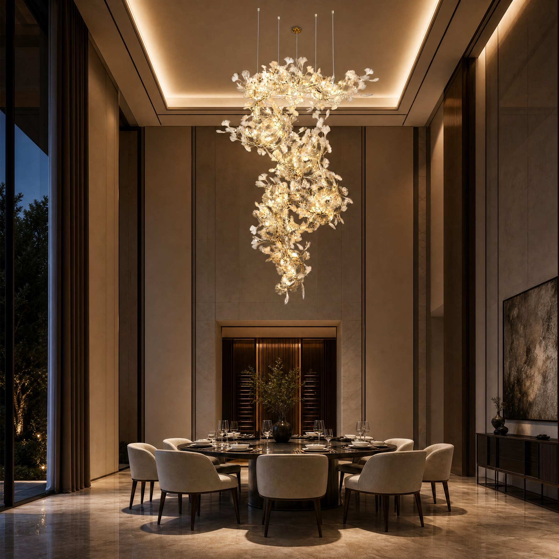 Petalo Ceramic Linear Chandelier