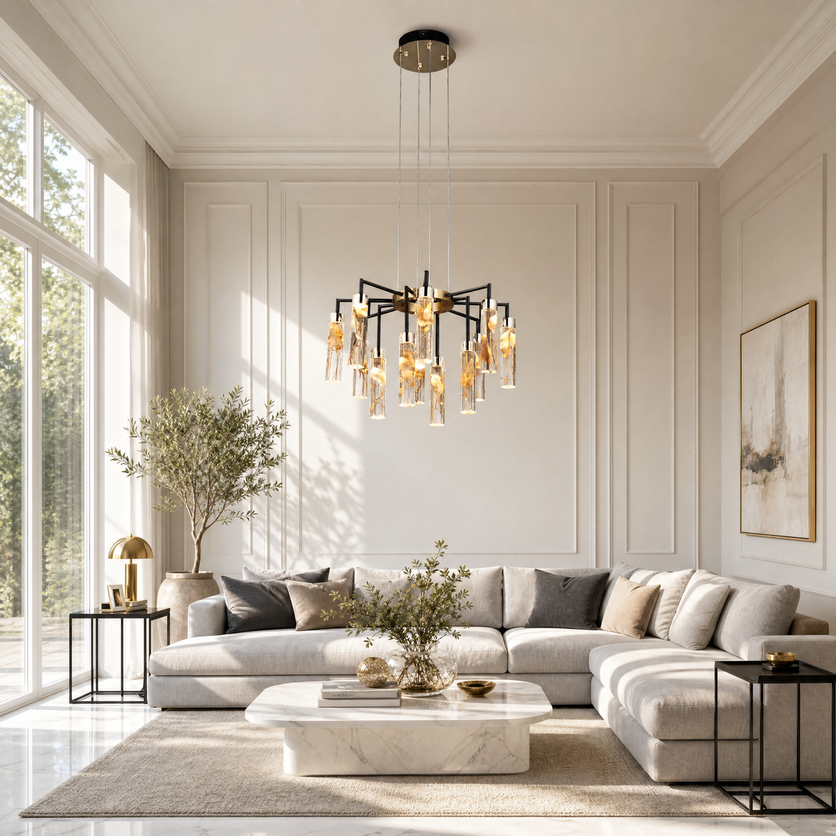 Phoenix Tree Modern Sculptural Ring Chandelier