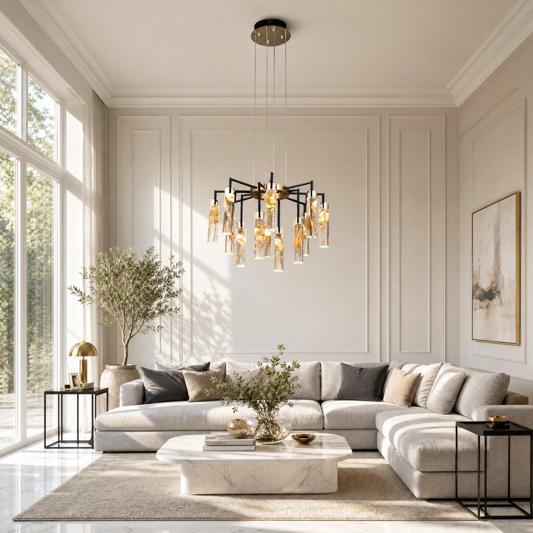 Phoenix Tree Modern Sculptural Ring Chandelier