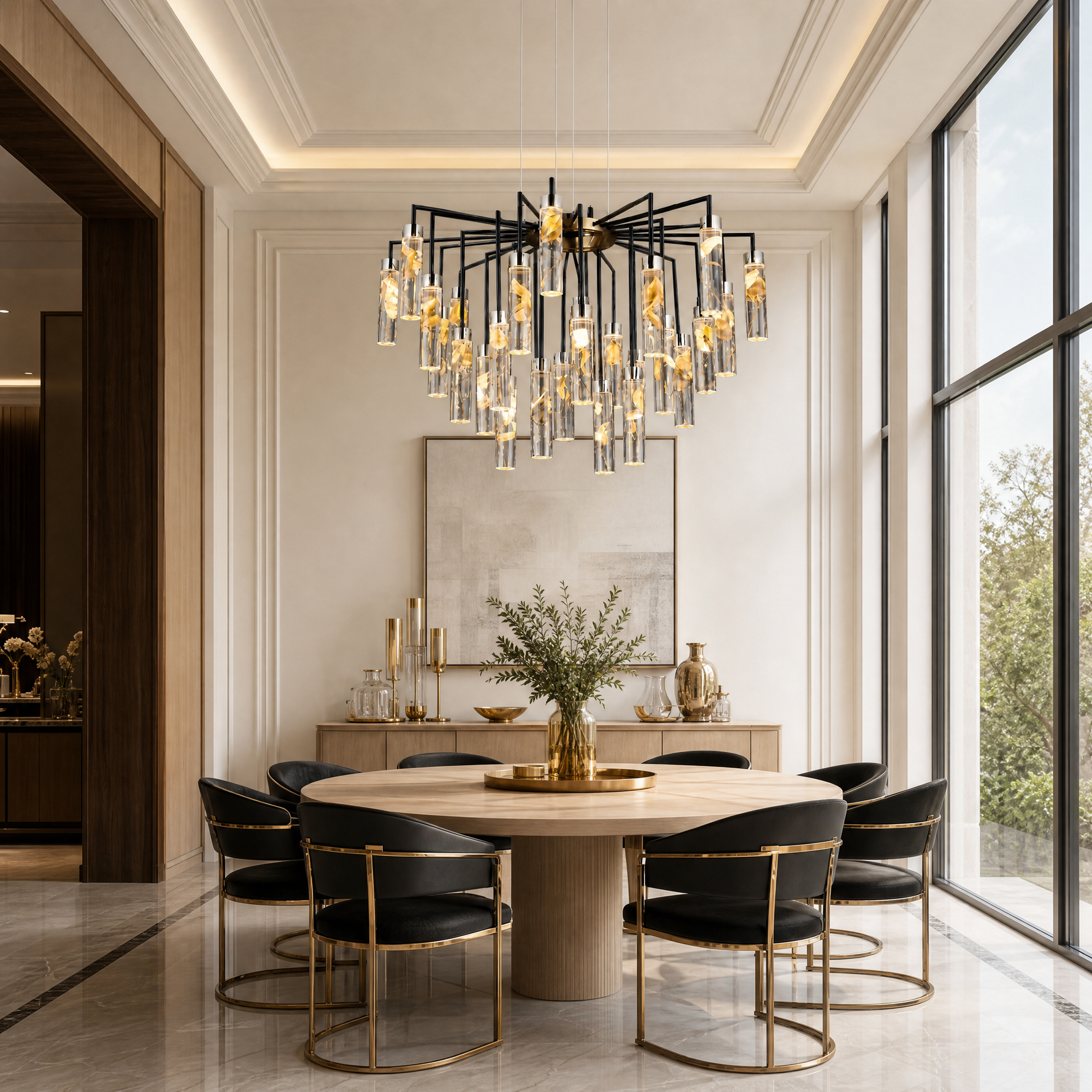 Phoenix Tree Modern Sculptural Ring Chandelier