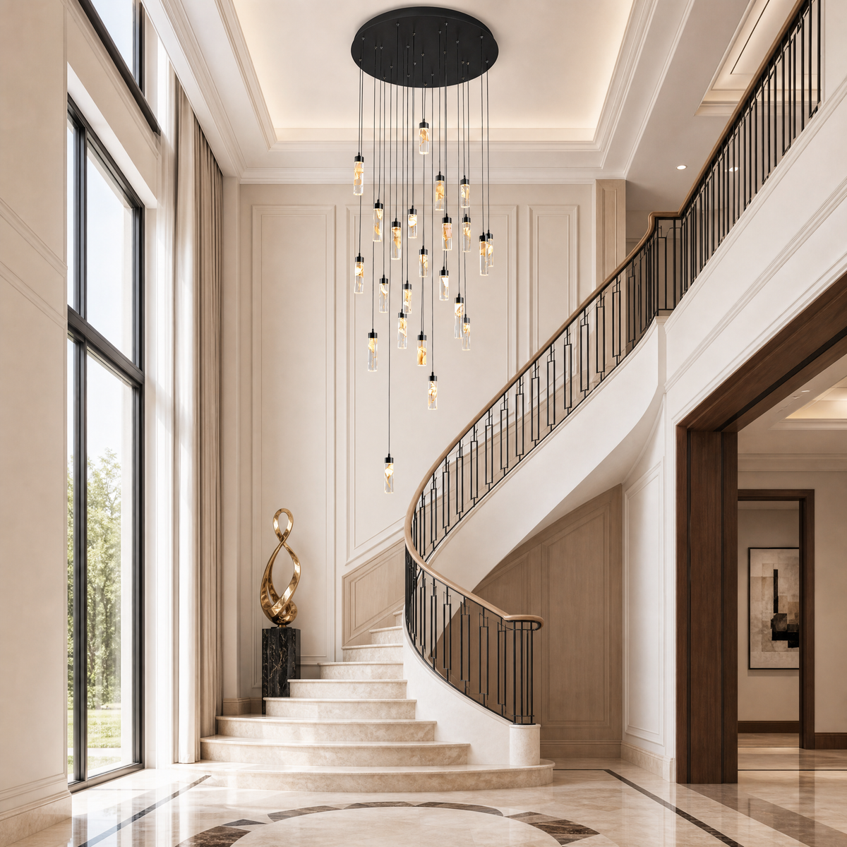 Phoenix Tree Modern Sculptural Ring Chandelier
