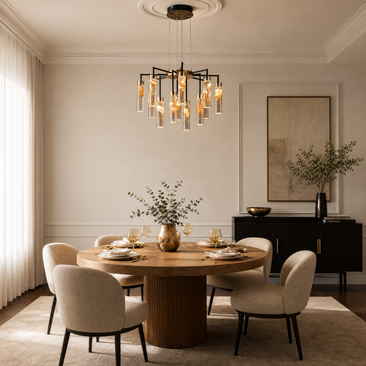 Phoenix Tree Modern Sculptural Ring Chandelier