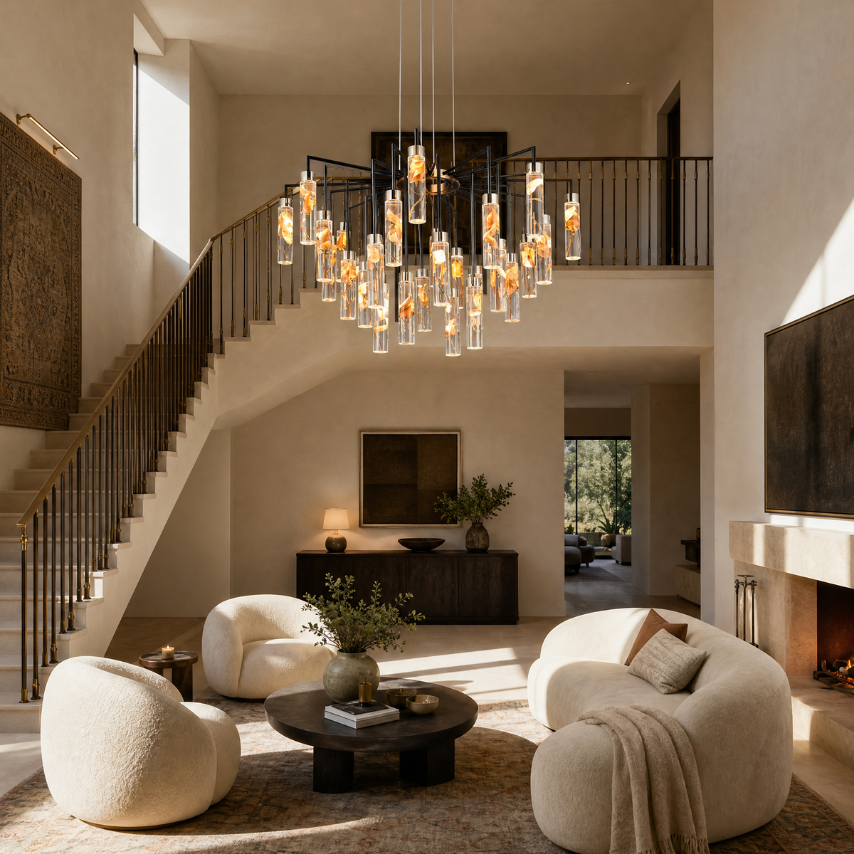 Phoenix Tree Modern Sculptural Ring Chandelier