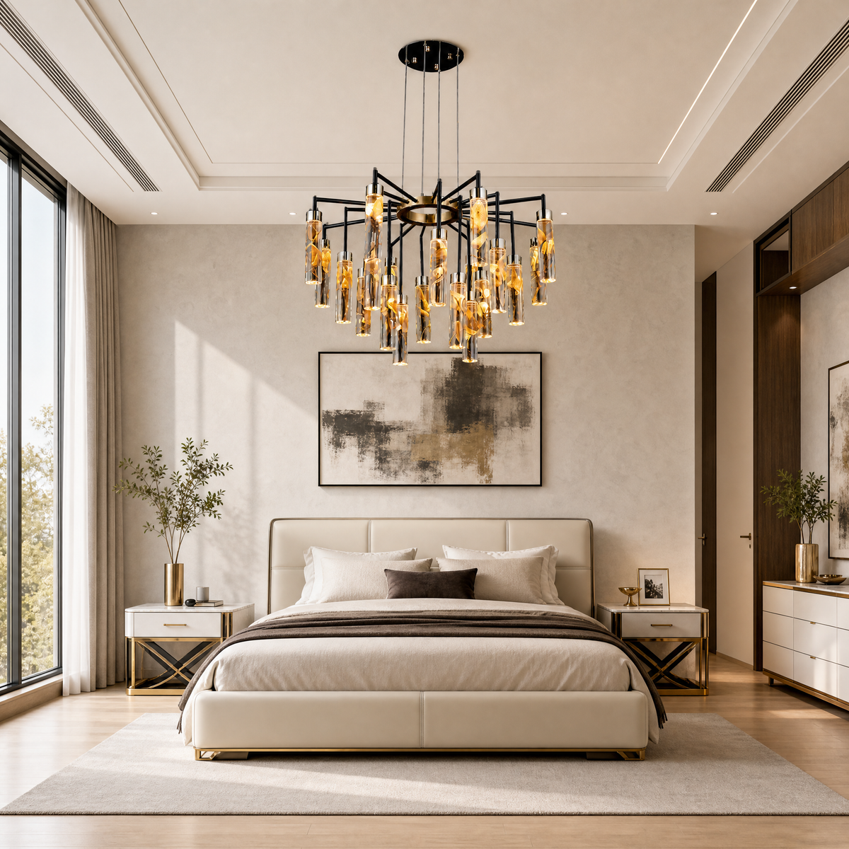 Phoenix Tree Modern Sculptural Ring Chandelier