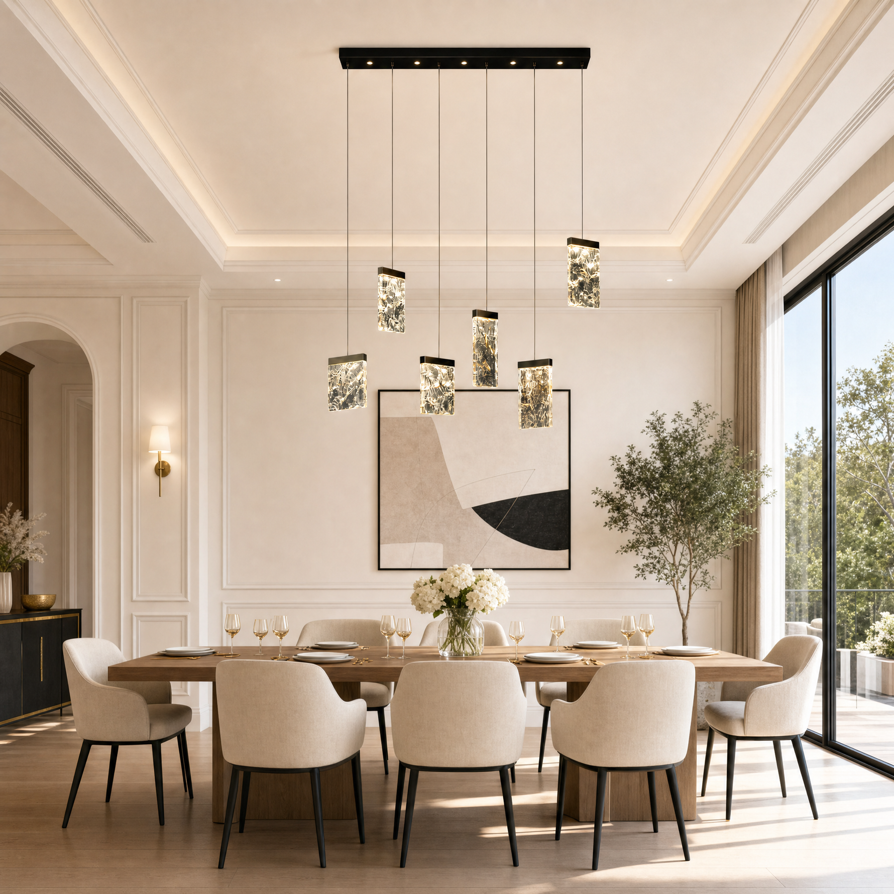Picturesque Modern Linear Dining Pendant Light