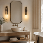 Pillar Light Ink Brush Alabaster Twin Wall Sconce