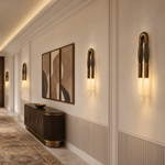 Pillar Light Ink Brush Alabaster Twin Wall Sconce