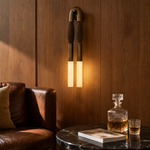 Pillar Light Ink Brush Alabaster Twin Wall Sconce