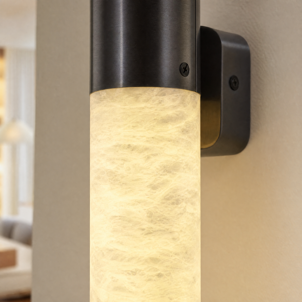 Pillar Light Slim Rod Alabaster Column Wall Sconce