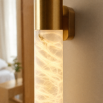 Pillar Light Slim Rod Alabaster Column Wall Sconce
