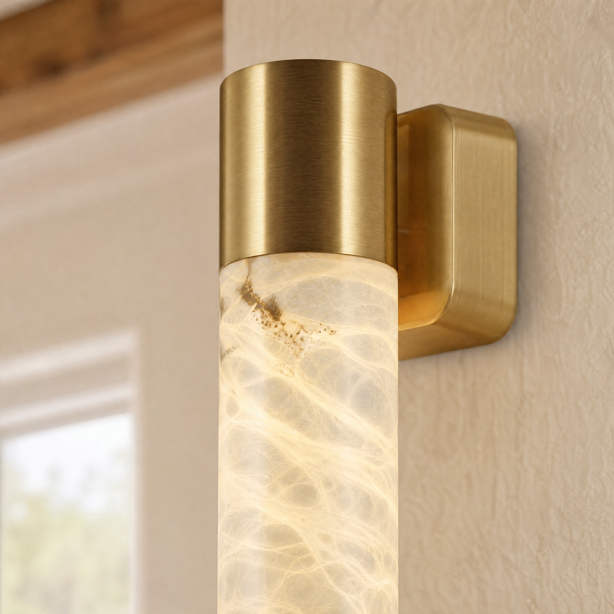 Pillar Light Slim Rod Alabaster Column Wall Sconce