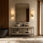 Pillar Light Tall Column Alabaster Brass Wall Sconce