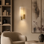 Pillar Light Tall Column Alabaster Brass Wall Sconce