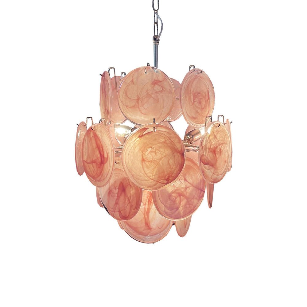 Pink Murano Disc Glass Chandelier - YIOSI