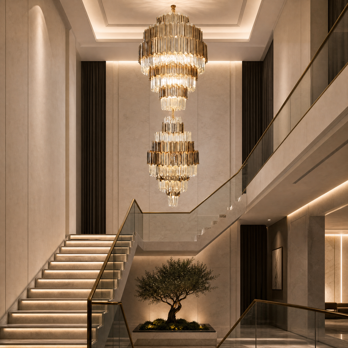 Pioggia Crystal Duo Chandelier