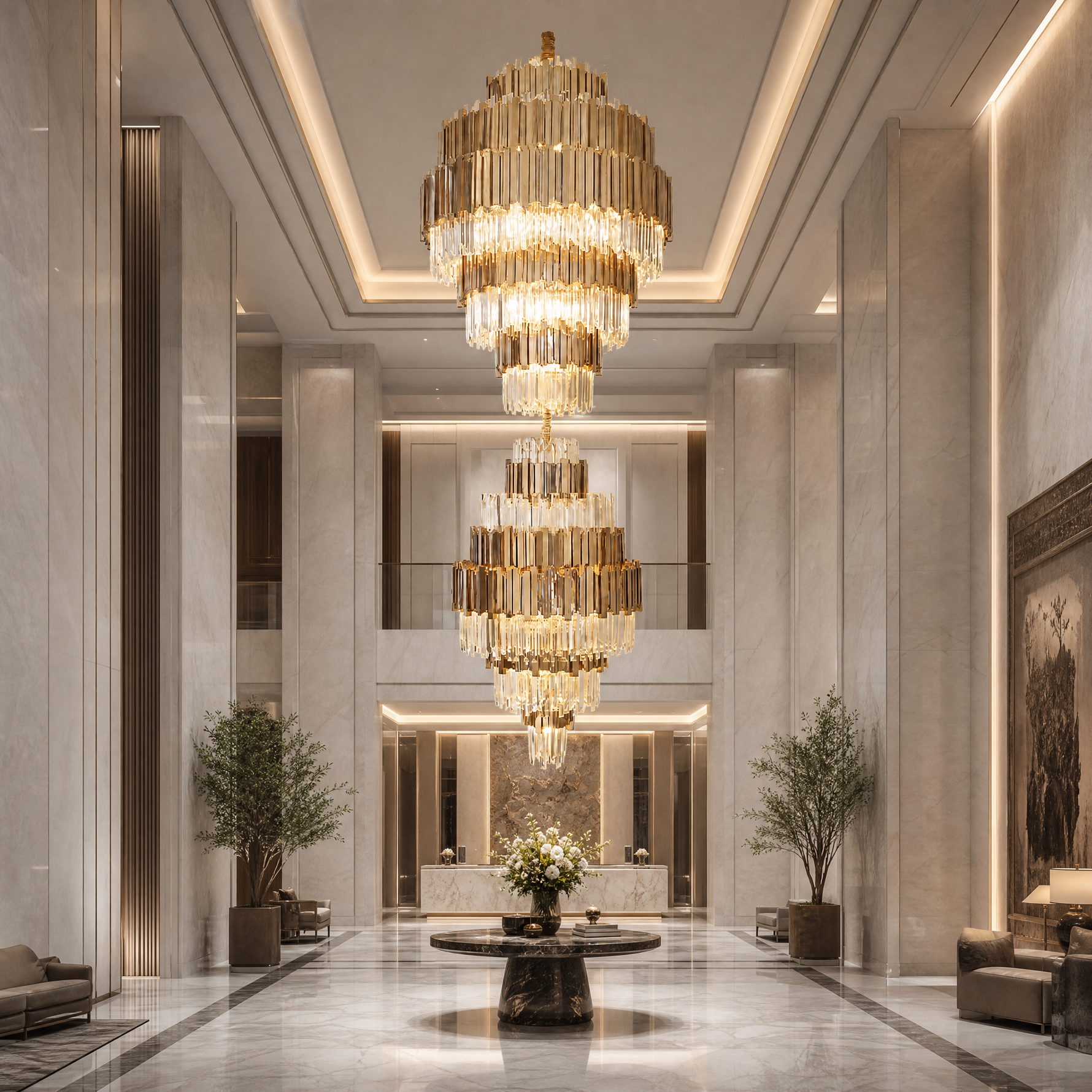 Pioggia Crystal Duo Chandelier