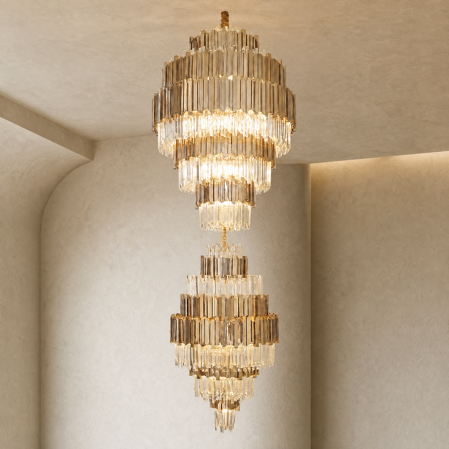 Pioggia Crystal Duo Chandelier