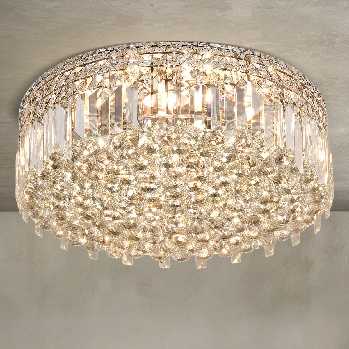 Plafone Crystal Flush Pendant Light